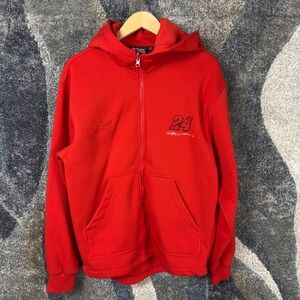 Vintage Chase Authentics NASCAR Jeff Gordon Hoodie Mens SM Red Racing 24 Zip Up